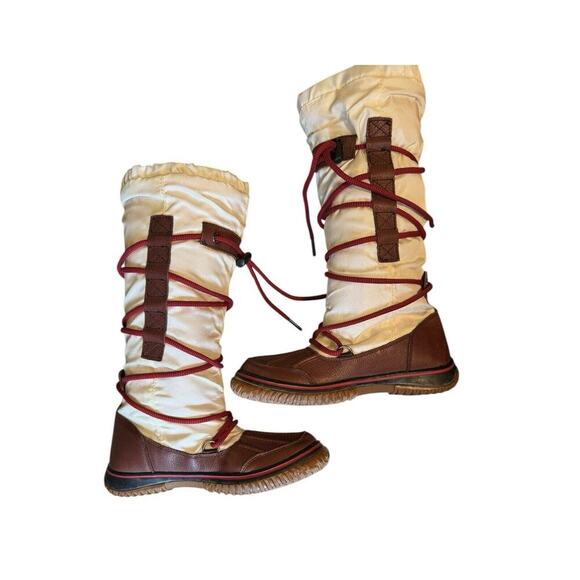 Pajar White & DarkTan Grip Boots W/Red Strap Canada Eu 37 US Sz‎ 6-6 1/2 - Picture 1 of 13
